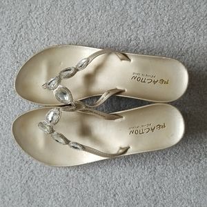 Reaction Kenneth Cole gold jeweled sandals,  size 9